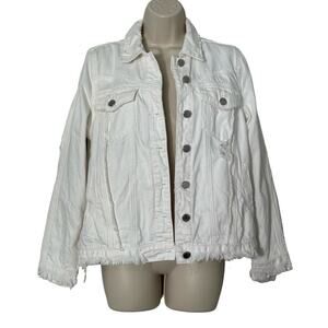 Blank NYC Women's Distressed Jean Jacket in White Size S